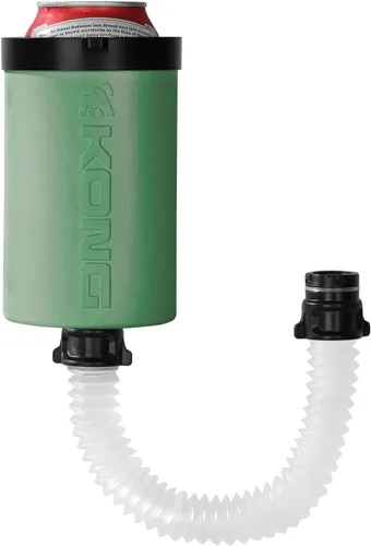 El Kong 2.0 - Un enfriador portátil de latas o botellas/taza con una manguera desmontable y expandible para canalizar tu bebida (Verde)