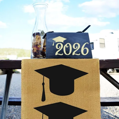 Miniatura 5 de Camino de mesa de graduación de arpillera de 72 pulgadas, decoraciones rústicas de mesa de graduación, suministros de fiesta de graduación 2026