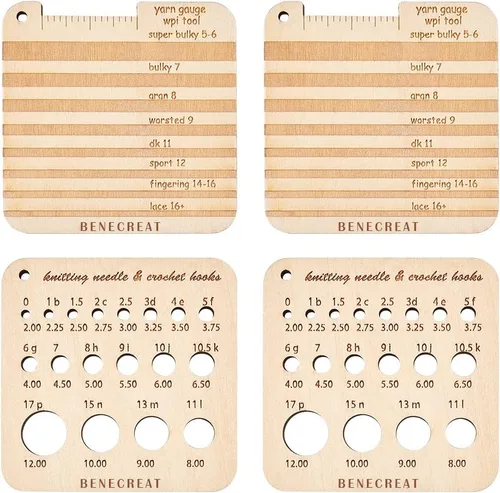 Miniatura 9 de BENECREAT 2 unidades de calibre de aguja de tejer para calcetines de madera, ovalados rectángulos, tablero guía de giro de madera, tarjeta