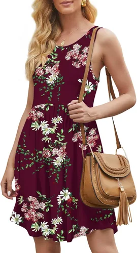 Miniatura 4 de HiMONE Womens Sleeveless Loose Plain Dresses Casual Short Dress with Pocket