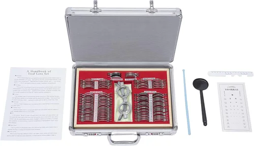 Miniatura 2 de Juego de lentes ópticas de prueba de 104 piezas, kit de optometría con borde de metal, carcasa de aluminio, marco de prueba, lentes oftálmicas