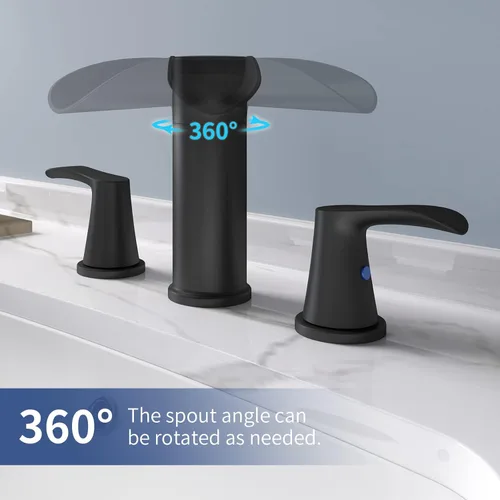 Miniatura 3 de SINGSUO Grifos de baño para fregadero de 3 agujeros, grifo de baño de cascada de 8 pulgadas con boquilla giratoria de 360 grados, grifo generalizado