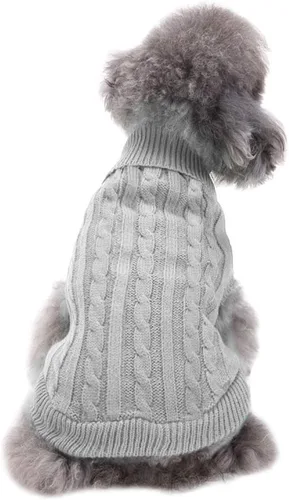 Miniatura 21 de Suéteres tejidos para perros pequeños, sudadera cálida para mascotas y gatos, ropa de invierno, suéter para gatitos y cachorros (Grande, azul claro)