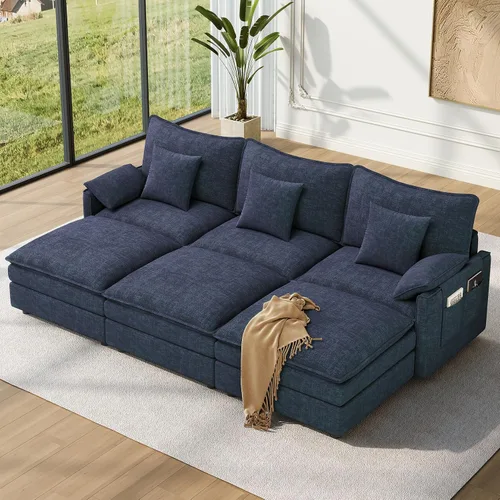 Miniatura 32 de Vesgantti 2 Piece Loveseat & 3 Seater Sofa Set, Modular Cloud Couch, Beige