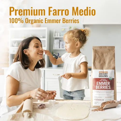 Miniatura 7 de Grand Teton - Granos antiguos de trigo emmer, 100% bayas orgánicas, bayas de trigo emmer orgánico de grado alimenticio premium, trigo farro