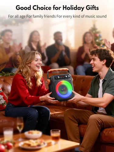 Miniatura 9 de Máquina de karaoke con 2 micrófonos inalámbricos: HWWR Altavoz Bluetooth 5.3 portátil para karaoke con luz, sistema PA para fiesta en casa