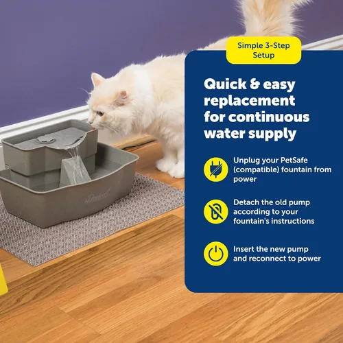 Miniatura 5 de PetSafe Bomba de repuesto, sumergible, funcionamiento silencioso, compatible con Drinkwell Cerámica, acero inoxidable, fuentes de agua para mascotas