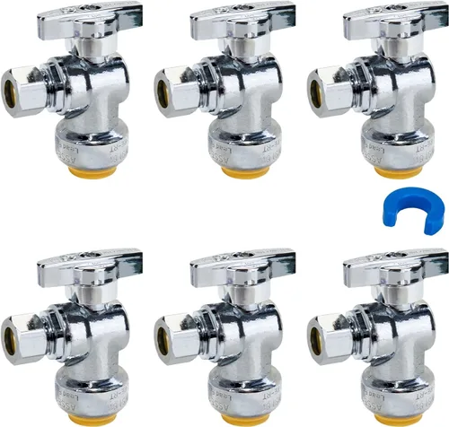 Miniatura 11 de SUNGATOR Paquete de 12 válvulas de parada angular, válvula de cierre de agua en ángulo de compresión de 1/2 x 3/8 pulgadas, cierre de agua