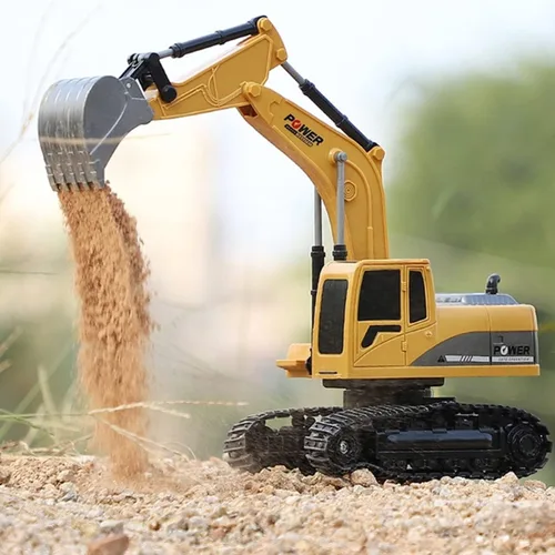 Miniatura 4 de ID Gerilla Excavadora de control remoto, juguete de construcción a control remoto, vehículos excavadores de pala de metal con luces, sonidos