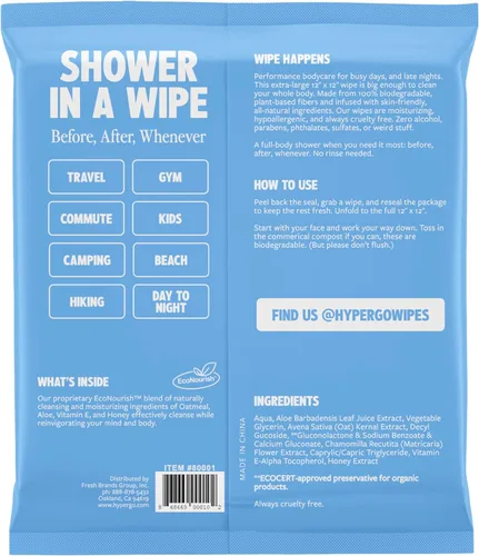 Miniatura 9 de HyperGo Toallitas corporales XL para mujeres y hombres – Toallitas limpiadoras de cuerpo completo sin enjuague de 12 x 12 pulgadas, 2 – 20 paquetes
