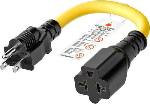 [4 en 1] Cable adaptador de CA para el hogar de 12 AWG de 15 amperios a hoja T de 20 amperios, NEMA 5-15P a 5-15R/ 5-20R/ 6-15R/ 6-20R, adaptador de