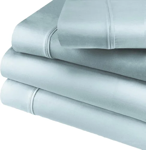 SUPERIOR Cotton-Blend - Juego de sábanas de bolsillo profundo, tamaño individual XL, azul claro, juego de 3 piezas