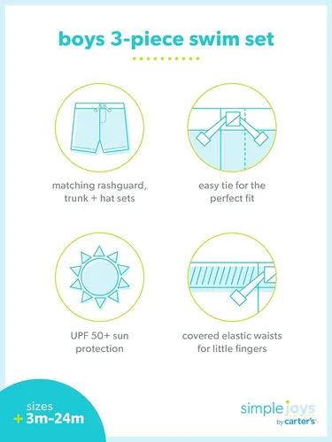 Miniatura 4 de Simple Joys by Carter's - Traje de baño para niños pequeños y bebés, juego con camiseta de protección y pantalones cortos