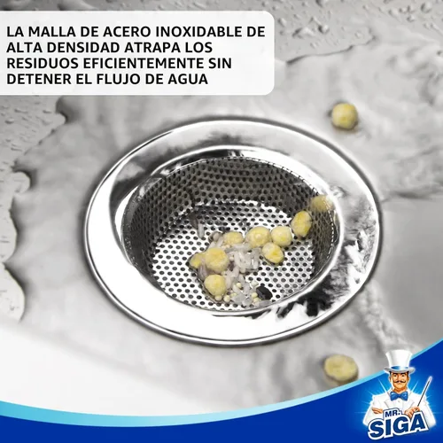 Miniatura 4 de MR.SIGA - Colador de fregadero de cocina, colador de drenaje de fregadero de acero inoxidable, apto para lavavajillas, diámetro exterior 4.4