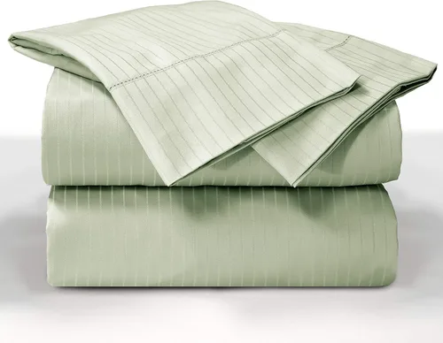 Miniatura 3 de Blue Ridge Home Fashions Juego de sábanas de algodón transpirable de 1000 hilos, tamaño California King, paja-4 piezas a rayas Paja-4pc-rayas