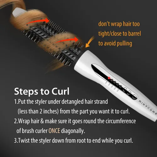 Miniatura 2 de MIRACOMB Cepillo alisador de pelo de cerámica turmalina Cool Touch PRO Multi Styler con 5 ajustes de calor, barril de 1 pulgada de apagado