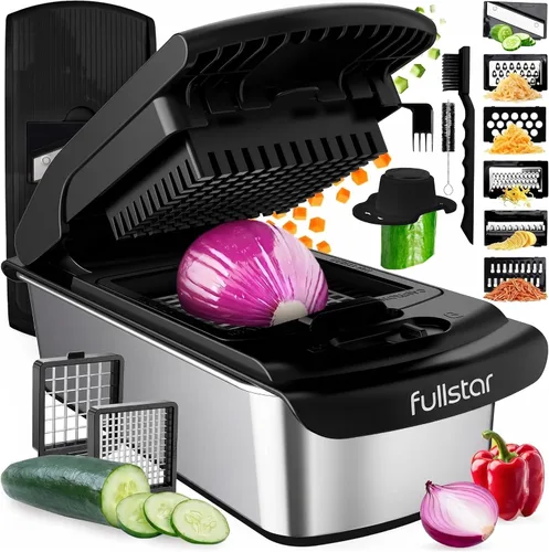 Miniatura 17 de Fullstar The Original Pro Chopper - Picador de verduras y espiralizador, picador de alimentos con recipiente, rebanador de frutas, accesorios