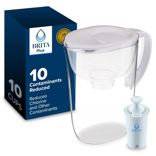 Miniatura 22 de Brita Jarra de filtro de agua de todo el día, blanco, grande, 10 taza, 1 cuenta