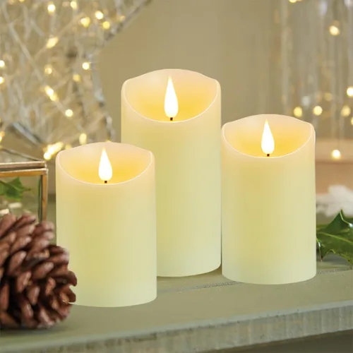 Miniatura 6 de Velas parpadeantes sin llama con batería recargable, velas electrónicas con control remoto y temporizador, velas de pilar LED con mecha de cera