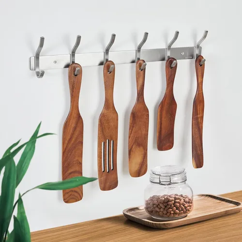 Miniatura 18 de Ganchos de pared negros, perchero de pared de 30 cm con 4 ganchos, ganchos de pared resistentes para colgar mochila, bolso, cartera, ropa, sombrero
