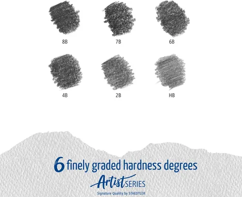 Miniatura 6 de Staedtler Lumograph 100G6 Set de lápices de grafito para dibujar y esbozar, 6 grados en una atractiva lata de almacenamiento (100G6)
