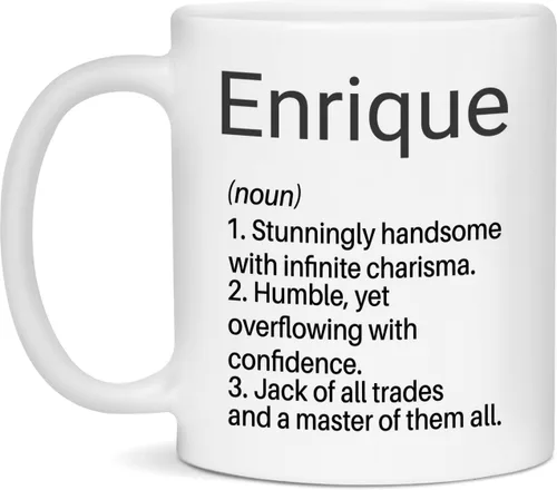 Enrique - Taza con definición de nombre, tazas con nombre personalizado, tazas de café con significado de nombre, tazas con nombre, regalos para