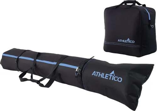 Athletico - Combo de bolsas acolchadas para botas y esquís, dos piezas | Guarda y transporta los esquís de hasta 200 cm y botas hasta la talla 30.5