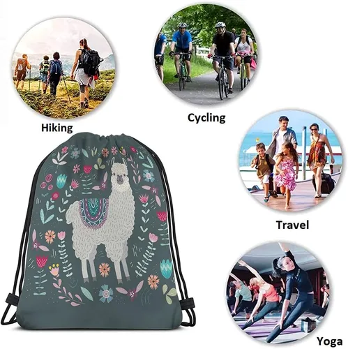 Miniatura 7 de Beabes Bolsas con cordón de llama, mochila y bolsa de gimnasio con cordón, Multi-a178, Mochilas de viaje