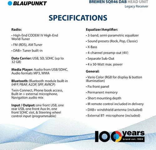 Miniatura 3 de BLAUPUNKT Bremen SQR 46 DAB Retro Car Stereo 80s Classic Bluetooth USB SD AUX - Negro