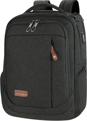 KROSER Mochila grande para computadora portátil para laptop de hasta 17.3 pulgadas con puerto de carga USB, mochila de viaje repelente al agua,