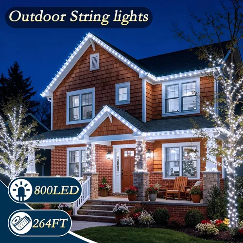 Miniatura 2 de Luces de Navidad para exteriores, 800 LEDs 79.8 m Cadena de luces para árbol de Navidad, impermeables IP67, 8 modos, luces festivas blancas frías