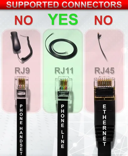 Miniatura 4 de Divisor de conector de teléfono para teléfono fijo RJ11 6P4C adaptador de 2 vías (1 divisor + cable de 2.5 pulgadas)