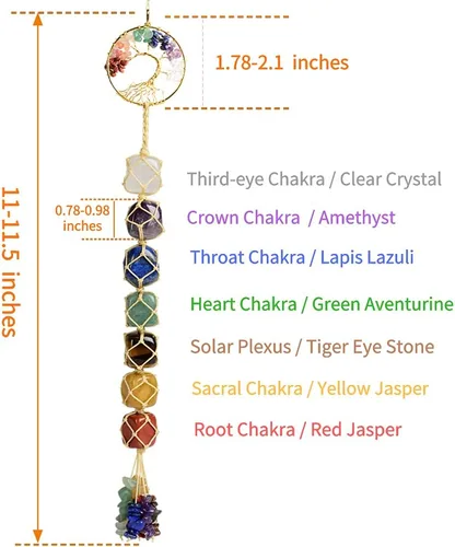 Miniatura 2 de Árbol de la vida hecho a mano con 7 piedras de chakras, cristales curativos, adorno colgante para decoración del hogar A-estilo 1