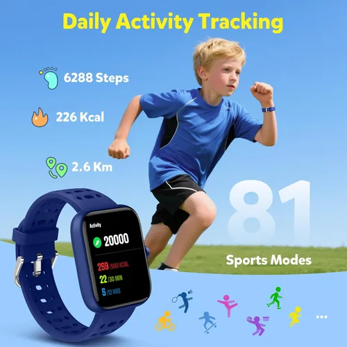 Miniatura 3 de Gydom Smart Watch for Kids, Without/with APP Mode, 1.83" Touchscreen Fitness Tracker Watch, Heart Rate/Sleep Monitor, IP68 Waterproof Pedometer