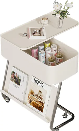 Miniatura 3 de Mesa Auxiliar Sofá Salon con Ruedas Mesa Para Cama Pequeña Mesita Portatil Bandeja Sofá Mesas en C para Espacios Pequeños Multifuncional para Sala