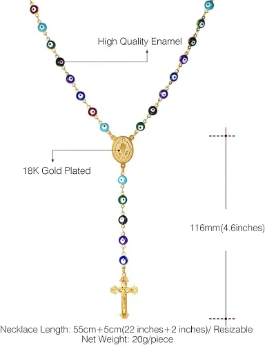 Miniatura 5 de U7 Catholic Gift Stainless Steel 18K Gold Plated Coin MedalCrucifix CrossVirgin MaryRosary Necklaces for Women Men