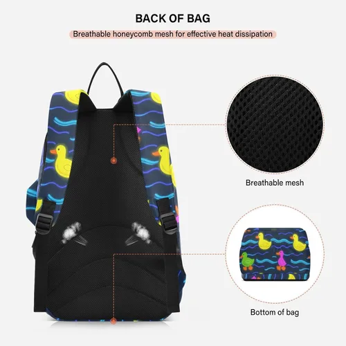 Miniatura 4 de Women Men Tennis Backpack Cute Sturdy Cute Animal Colorful Fluorescent Duckling 2 Rackets Padded Tennis Bag Gym Bag for Women, Men, Teenagers Tenis