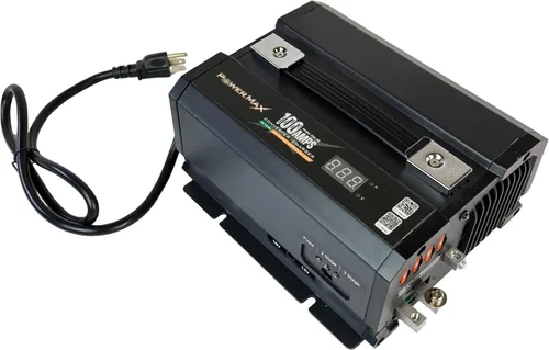 Miniatura 2 de Cargador de batería PowerMax PMBC-75 de 75 amperios y 12 V con abrazaderas.