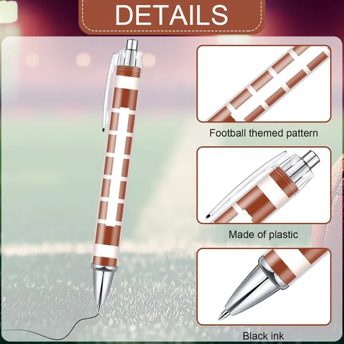 Miniatura 3 de Thenshop 40 bolígrafos de fútbol americano para fiestas deportivas, divertidos y novedosos bolígrafos retráctiles de tinta negra para adultos