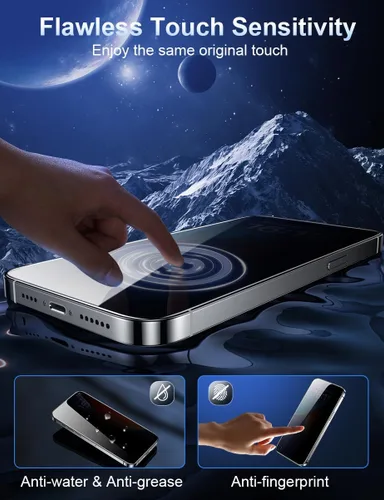 Miniatura 5 de ruwa Protector de pantalla de privacidad para iPhone 15 Pro [6.1 pulgadas] [3 unidades] Película de vidrio templado con marco de fácil instalación