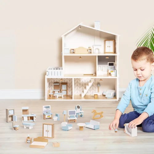 Miniatura 6 de ROBOTIME Muebles para Casa de Muñecas, Juego de Muebles de Madera para Casa de Muñecas, Set de 23 Piezas de Accesorios y Muebles para Casa