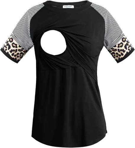 Miniatura 6 de Smallshow Camisas de lactancia para mujer, manga corta de retazos