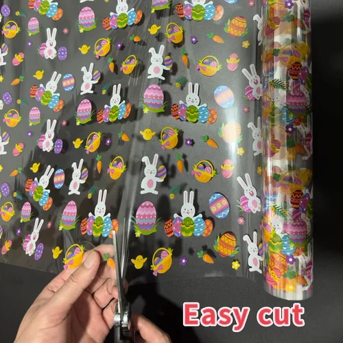 Miniatura 4 de shareluck Envoltura de celofán de Pascua de 100 pies, papel de regalo de violonchelo de Pascua para cestas de regalo, conejito de golosinas y huevos