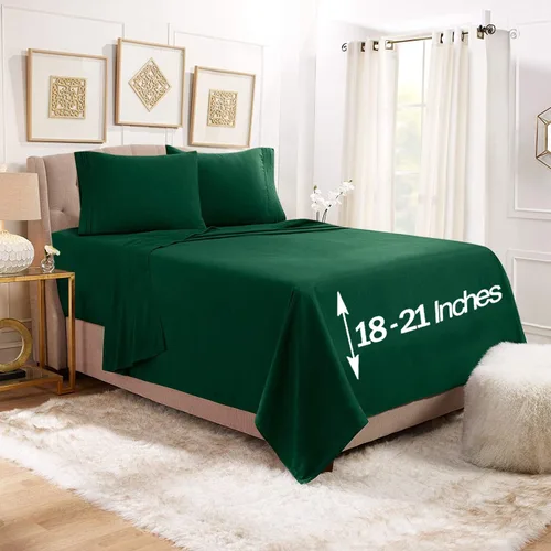 Miniatura 46 de Empyrean - Juego de 4 sábanas bajeras de bolsillo extra profundo de 110 GSM, juego de 4 sábanas de bolsillo extra profundo de 110 GSM, sábanas