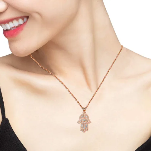 Miniatura 11 de Aniu Joyería de plata de ley 925 Hamsa de Fátima para mujer con circonita cúbica, viene con caja de regalo negra