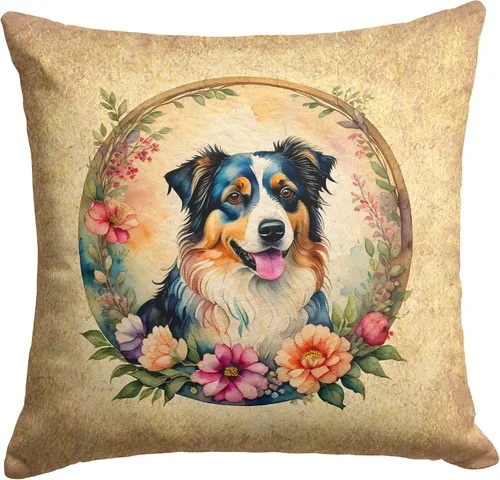 Miniatura 194 de Caroline's Treasures DAC2072PW1414 Affenpinscher and Flowers - Almohada decorativa de tela, lavable a máquina, para interiores y exteriores