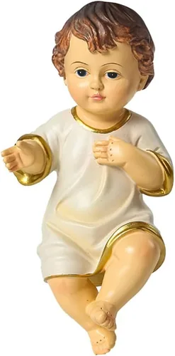 Toyvian Figura de bebé Jesús, figura de resina de bebé Jesús en tela sagrada, estatua coleccionable de la natividad y fe santa