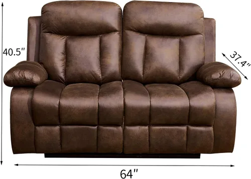 Miniatura 5 de Betsy Furniture Juego de sillón reclinable de tela de microfibra en color marrón, sofá biplaza silla, almohada, respaldo y reposabrazos 8028