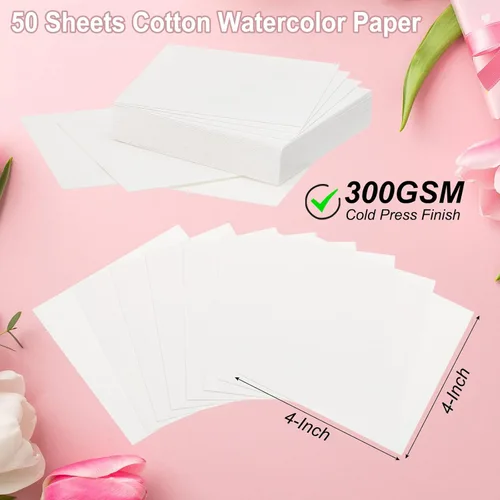 Miniatura 2 de PATIKIL 50 piezas de papel de acuarela de algodón puro de 140 lb/300 GSM, papel de pintura para colorear al agua, pintura de arte, acuarela, dibujo