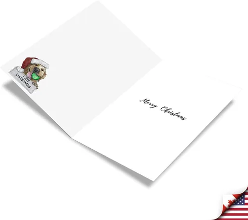 Miniatura 2 de NobleWorks - Tarjeta de felicitación navideña con sobre de 5 x 7 pulgadas, divertida nota de papel con perro (1 tarjeta) - Travesuras de perros
